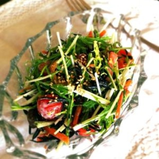 【ひじきの煮物を活用】水菜とひじきのサラダ